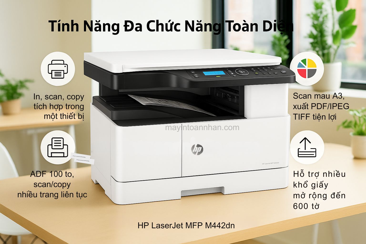 Máy in laser đen trắng đa năng HP LaserJet MFP M442dn 5 Tính Năng Đa Chức Năng Toàn Diện
