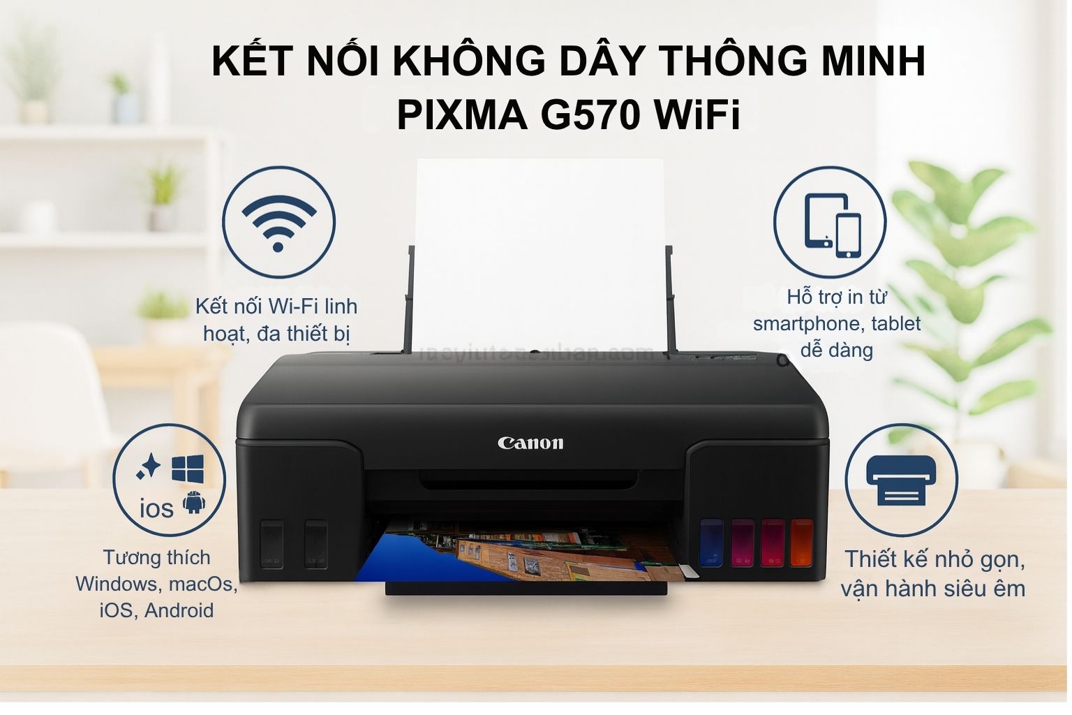 Máy in phun màu Canon PIXMA G570 6 Kết Nối Không Dây Thông Minh PIXMA G570 WiFi
