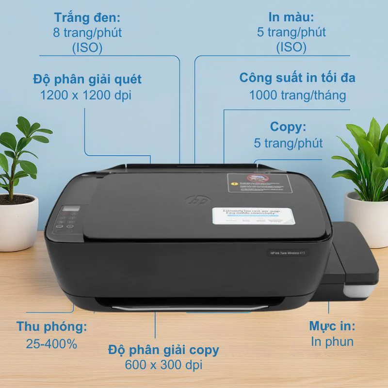 Máy in phun màu đa năng HP Ink Tank Wireless 415 3 Máy in phun màu đa năng HP Ink Tank Wireless 415