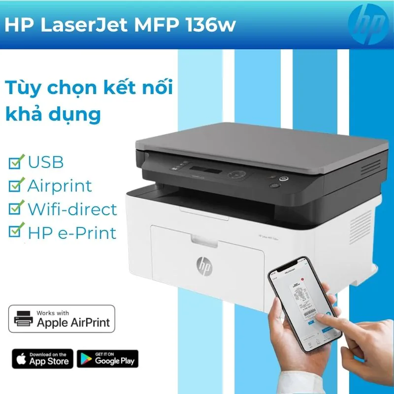 Máy in laser đen trắng đa nắng HP LaserJet MFP 136w 2 Máy in laser đen trắng đa nắng HP LaserJet MFP 136w - Hình ảnh 2