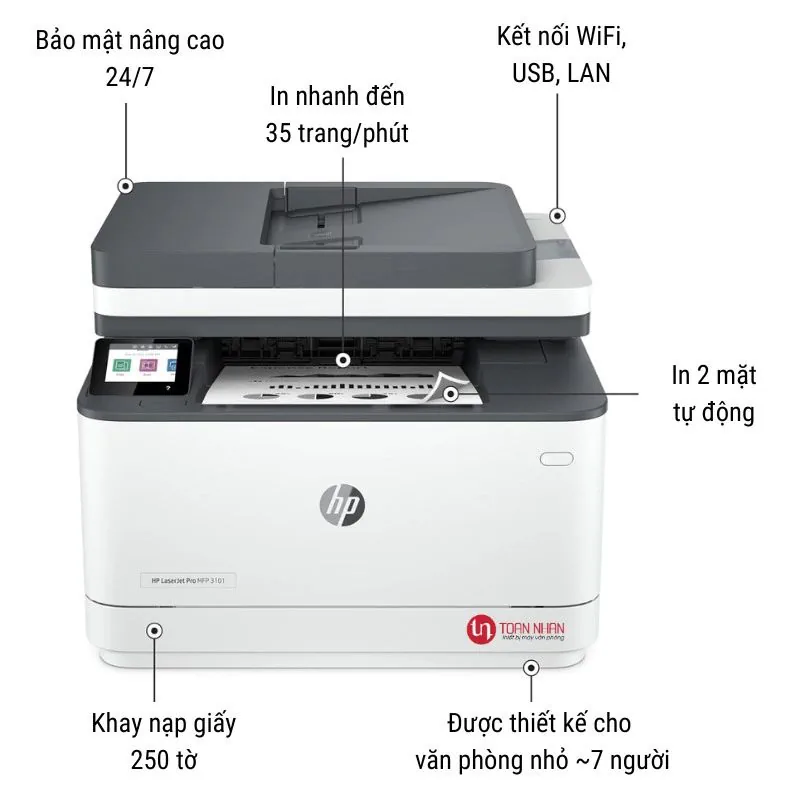 Máy in laser đen trắng đa năng HP LaserJet Pro MFP 3103FDW 3 Máy in laser đen trắng đa năng HP LaserJet Pro MFP 3103FDW - Hình ảnh 3