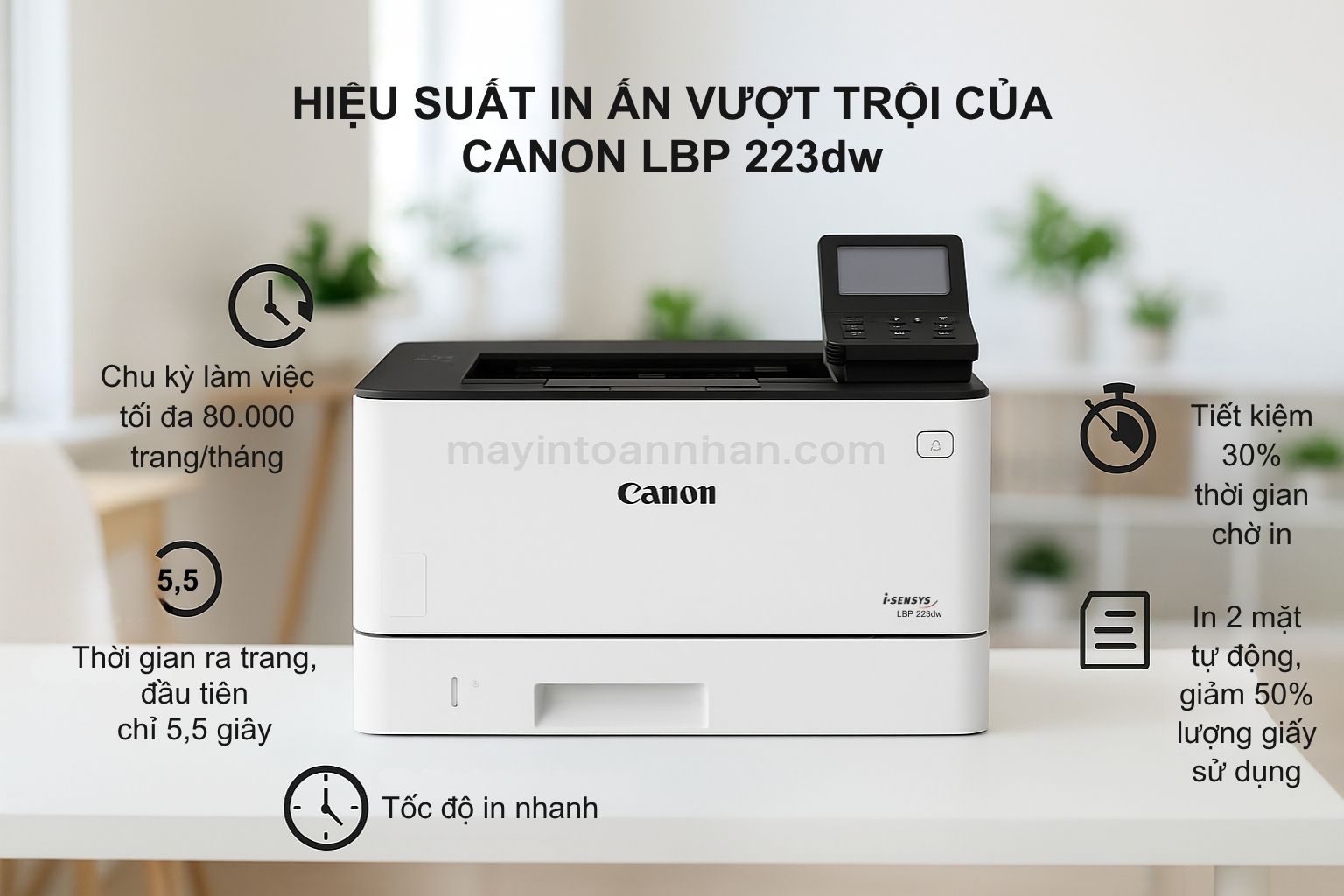 Máy in laser đen trắng Canon i-SENSYS LBP223dw 4 Hiệu Suất In Ấn Vượt Trội Của Canon LBP 223dw