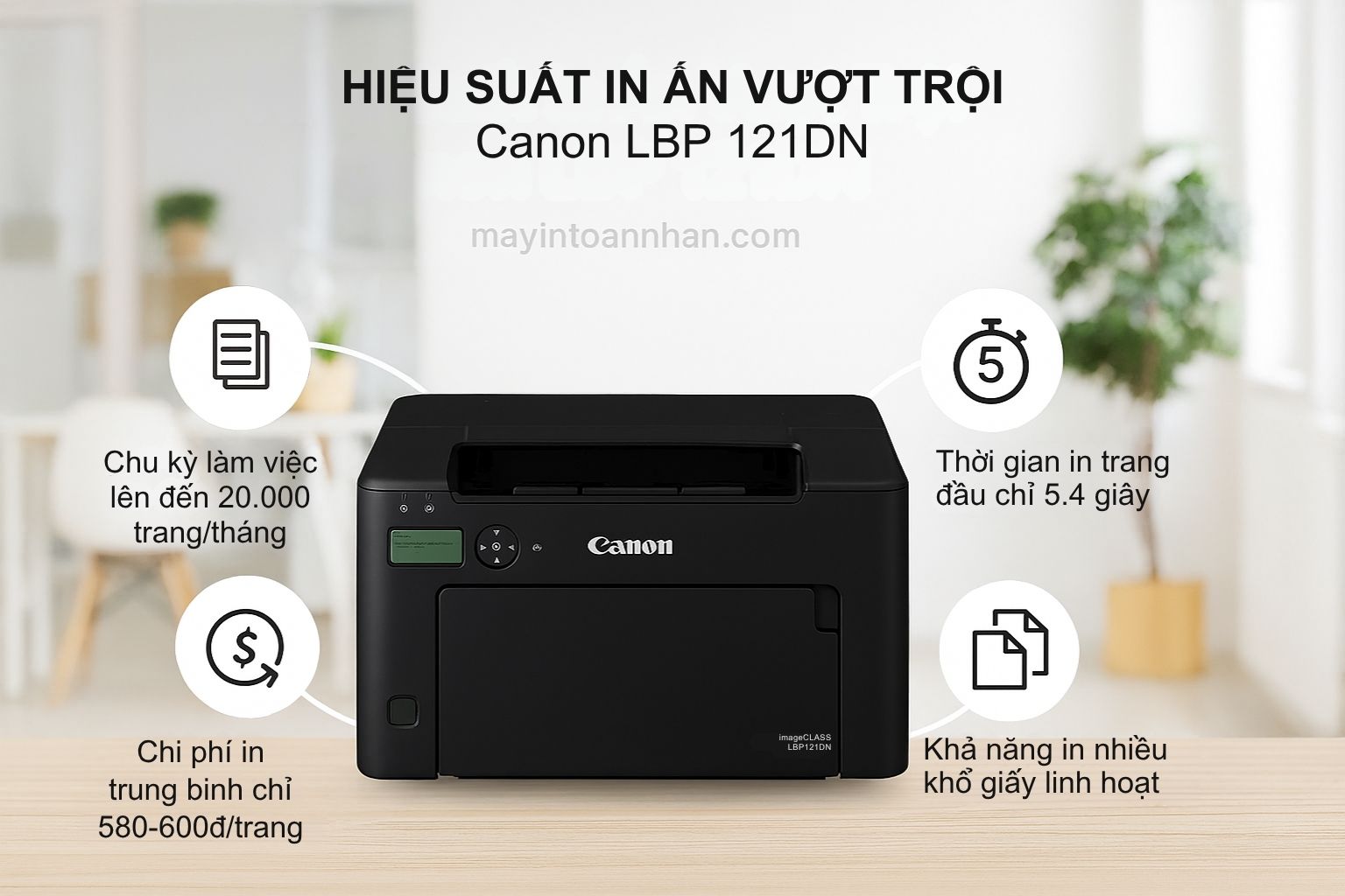 Máy in laser đen trắng Canon imageCLASS LBP121DN 4 Hiệu Suất In Ấn Vượt Trội Canon LBP 121DN