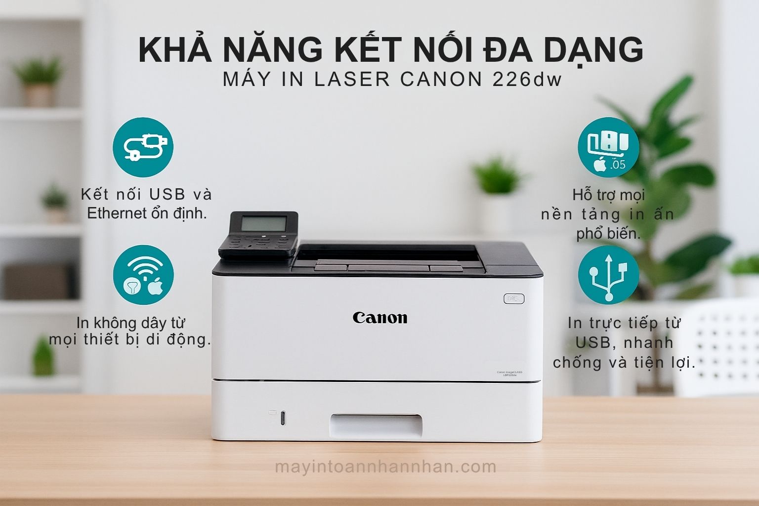 Khả Năng Kết Nối Đa Dạng Máy In Laser Canon 226dw
