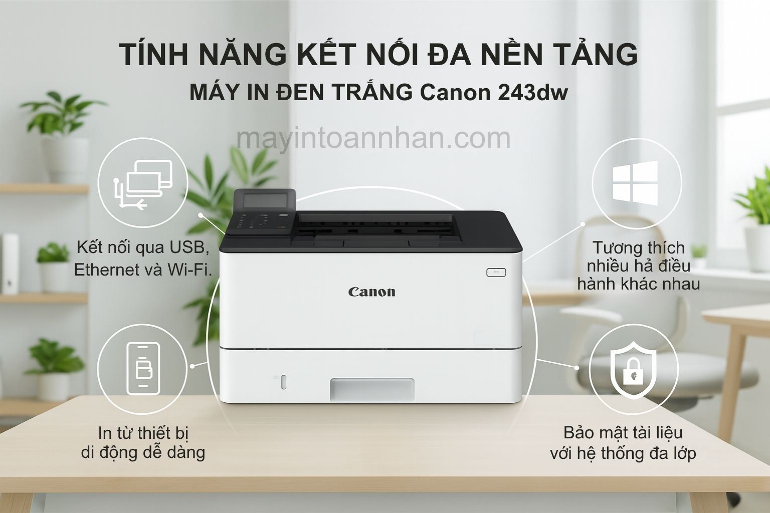Máy in Laser đen trắng Canon imageCLASS LBP243dw 5 Tính Năng Kết Nối Đa Nền Tảng Máy In Đen Trắng Canon 243dw