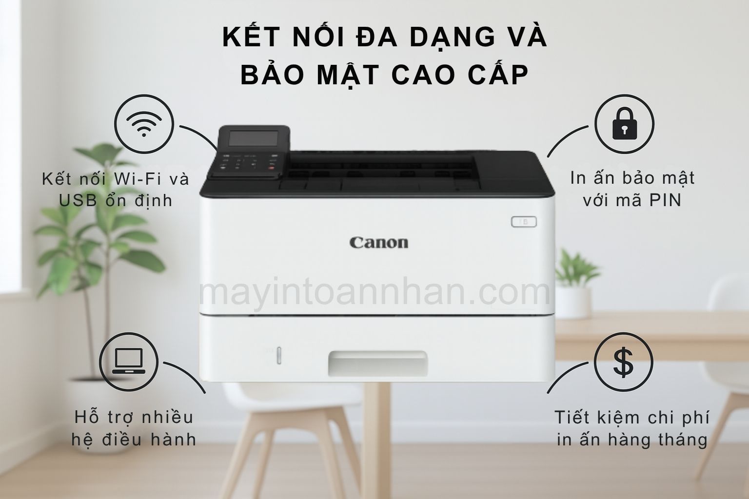 Máy in Laser đen trắng Canon imageCLASS LBP246dw 5 Kết Nối Đa Dạng Và Bảo Mật Cao Cấp Canon Laser 246dw