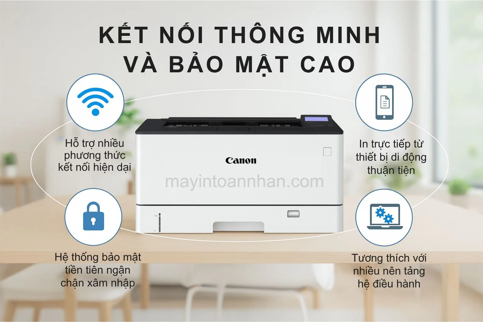 Kết Nối Thông Minh và Bảo Mật Cao Canon LBP 456W