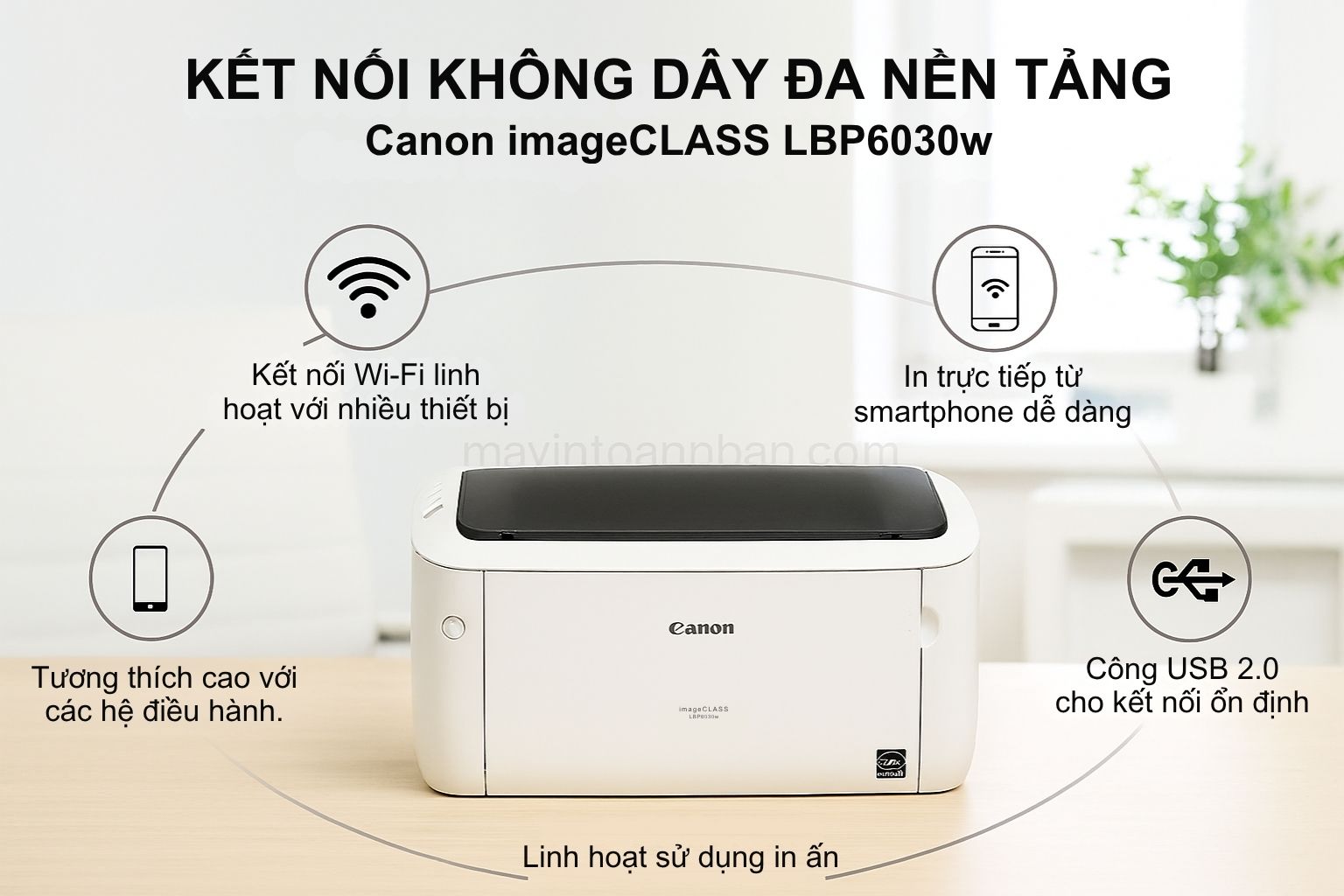 Máy in laser đen trắng Canon imageCLASS LBP6030W 5 Kết Nối Không Dây Đa Nền Tảng Canon imageCLASS LBP6030W