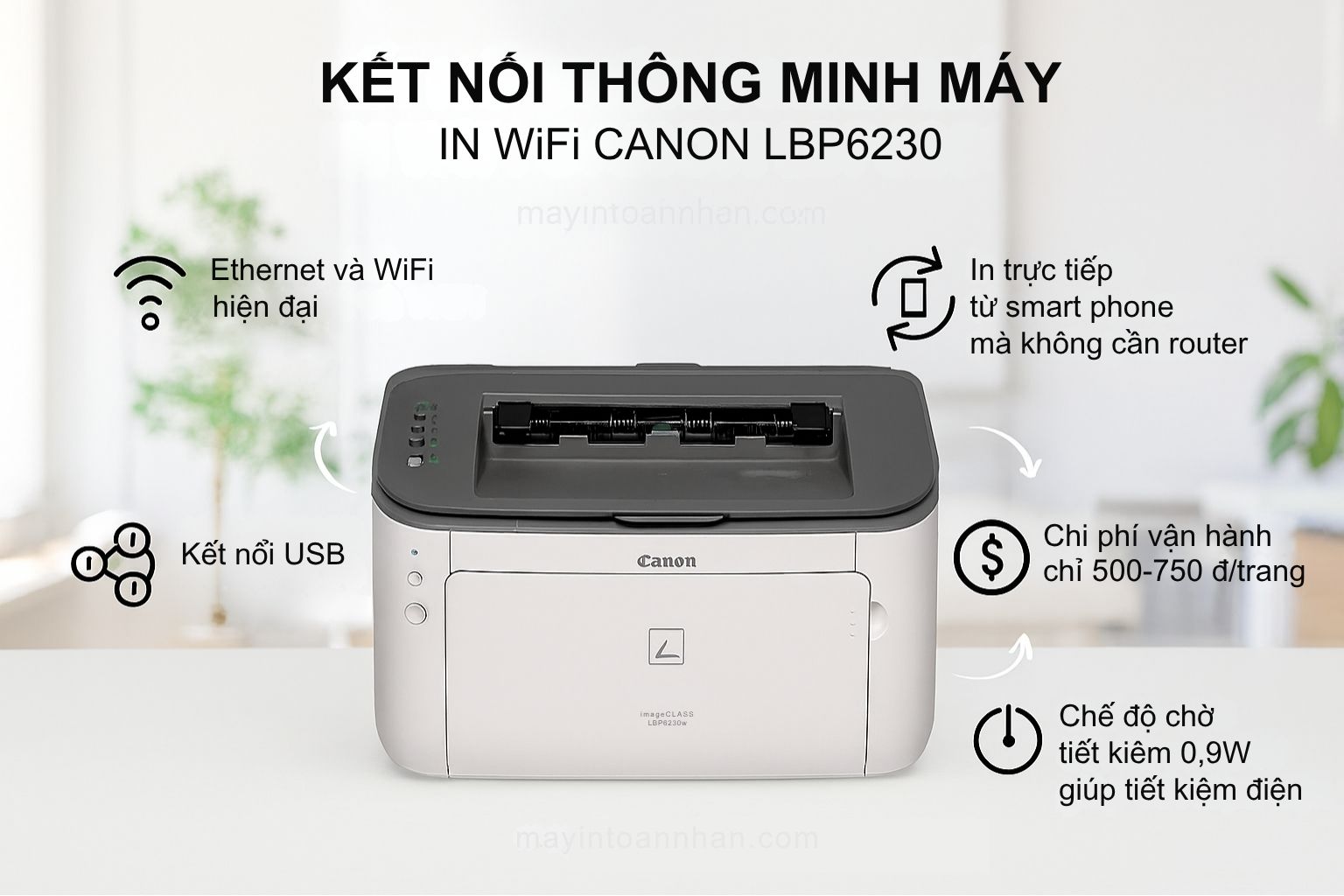 Máy in laser đen trắng Canon imageCLASS LBP6230DW 5 Kết Nối Thông Minh Máy In WiFi Canon LBP6230