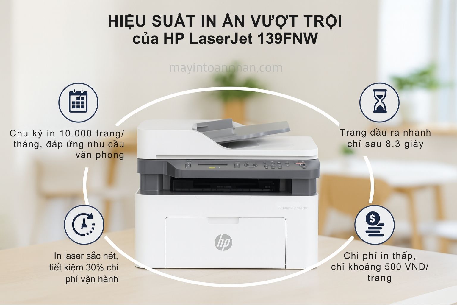 Máy in laser đen trắng đa năng HP Laser MFP 139FNW 4 Hiệu Suất In Ấn Vượt Trội của HP LaserJet 139FNW