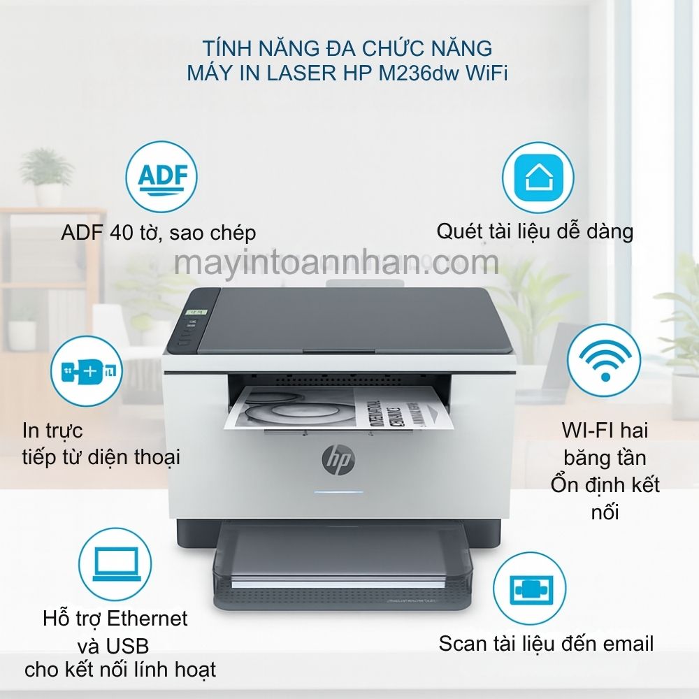 Tính Năng Đa Chức Năng Máy In Laser HP M236dw WiFi