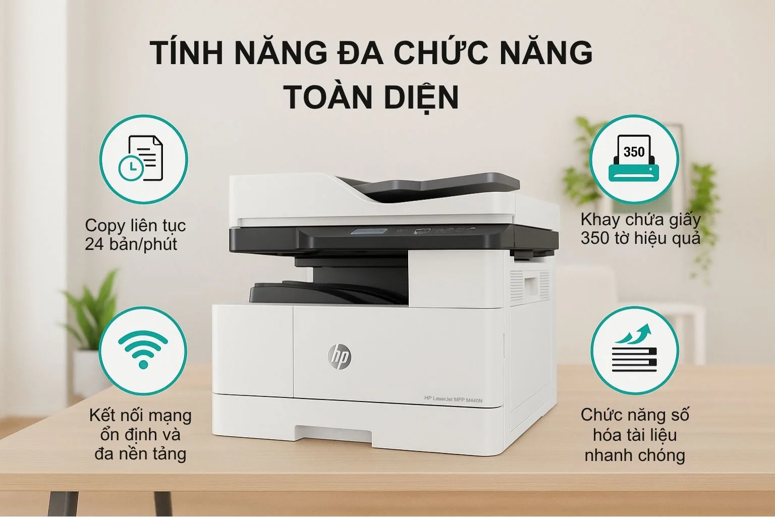 Tính Năng Đa Chức Năng Toàn Diện HP LaserJet MFP M440N khổ A3