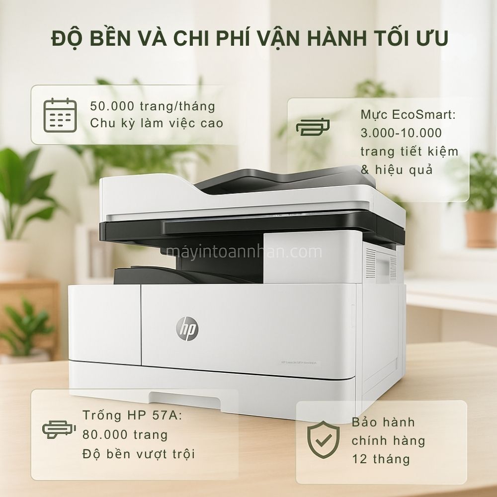 Máy in laser đen trắng đa nắng HP LaserJet MFP M440NDA Khổ A3 7 Độ Bền Và Chi Phí Vận Hành Tối Ưu HP LaserJet MFP M440NDA Khổ A3