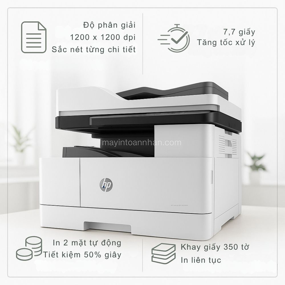 Máy in laser đen trắng đa nắng HP LaserJet MFP M440NDA Khổ A3 4 Hiệu suất in vượt trội của máy in hp laserjet mfp M440nda
