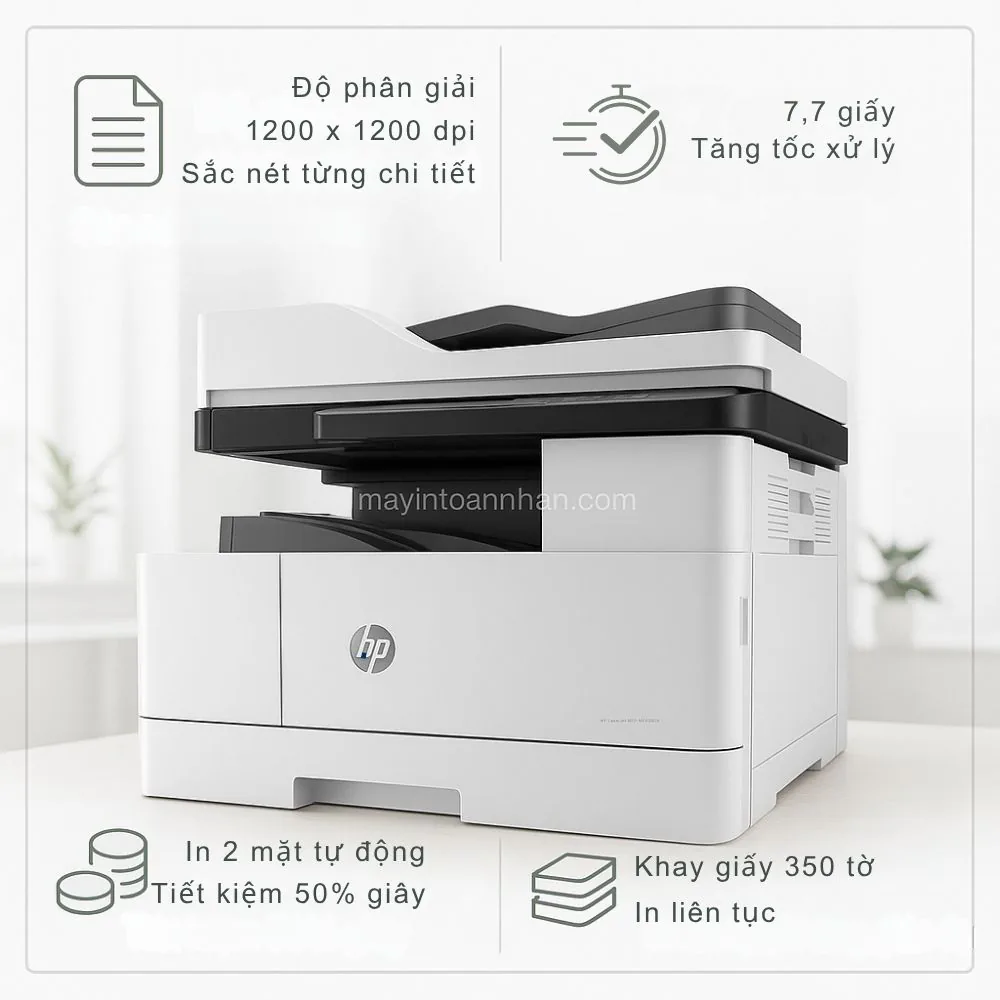 Máy in laser đen trắng đa nắng HP LaserJet MFP M440NDA Khổ A3 4 Hiệu suất in vượt trội của máy in hp laserjet mfp M440nda