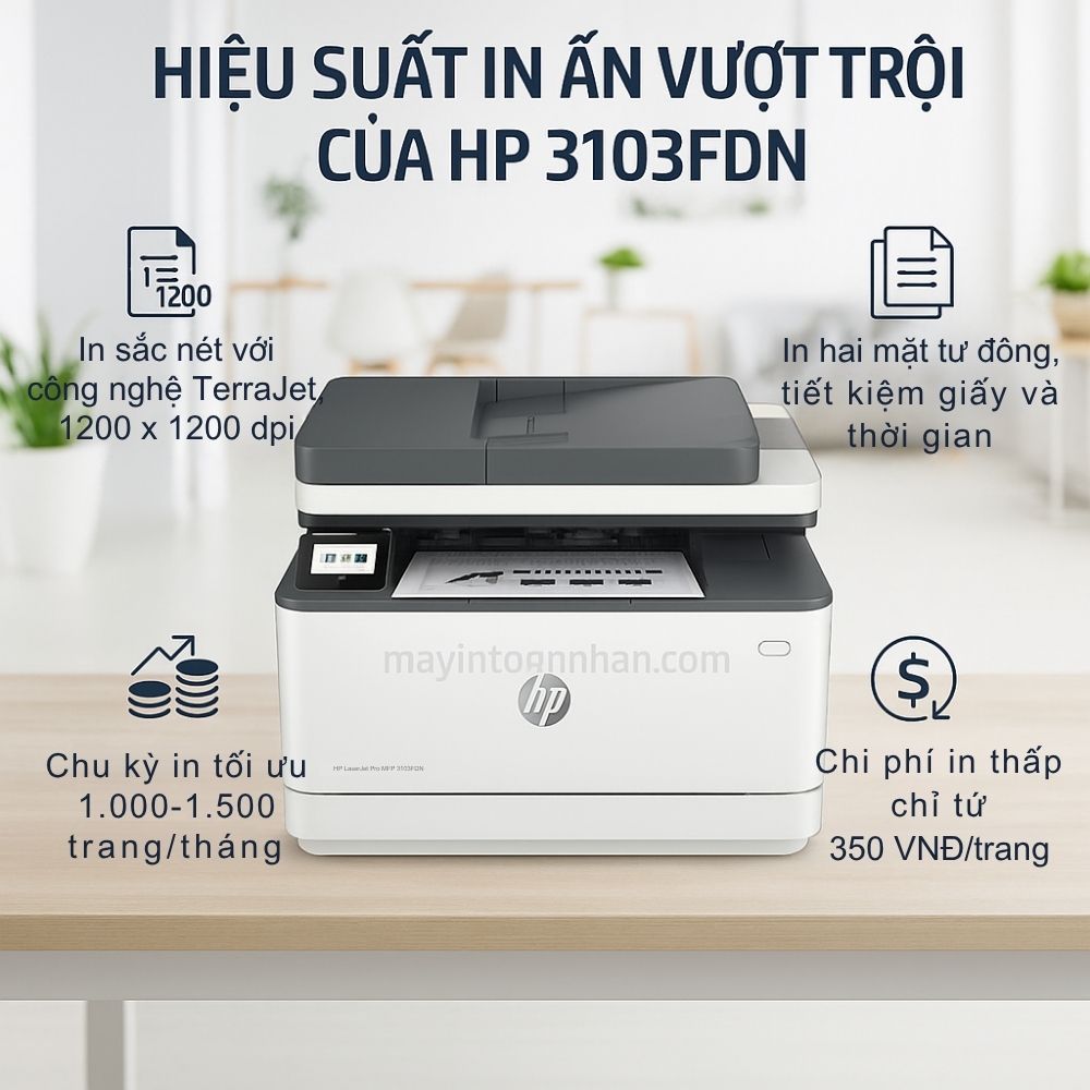 Máy in laser đen trắng đa năng HP LaserJet Pro MFP 3103FDN 4 Hiệu Suất In Ấn Vượt Trội của HP 3103FDN