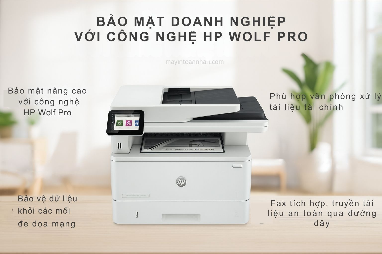Máy in laser đen trắng đa năng HP LaserJet Pro MFP 4103FDN 6 Bảo Mật Doanh Nghiệp Với Công Nghệ HP Wolf Pro