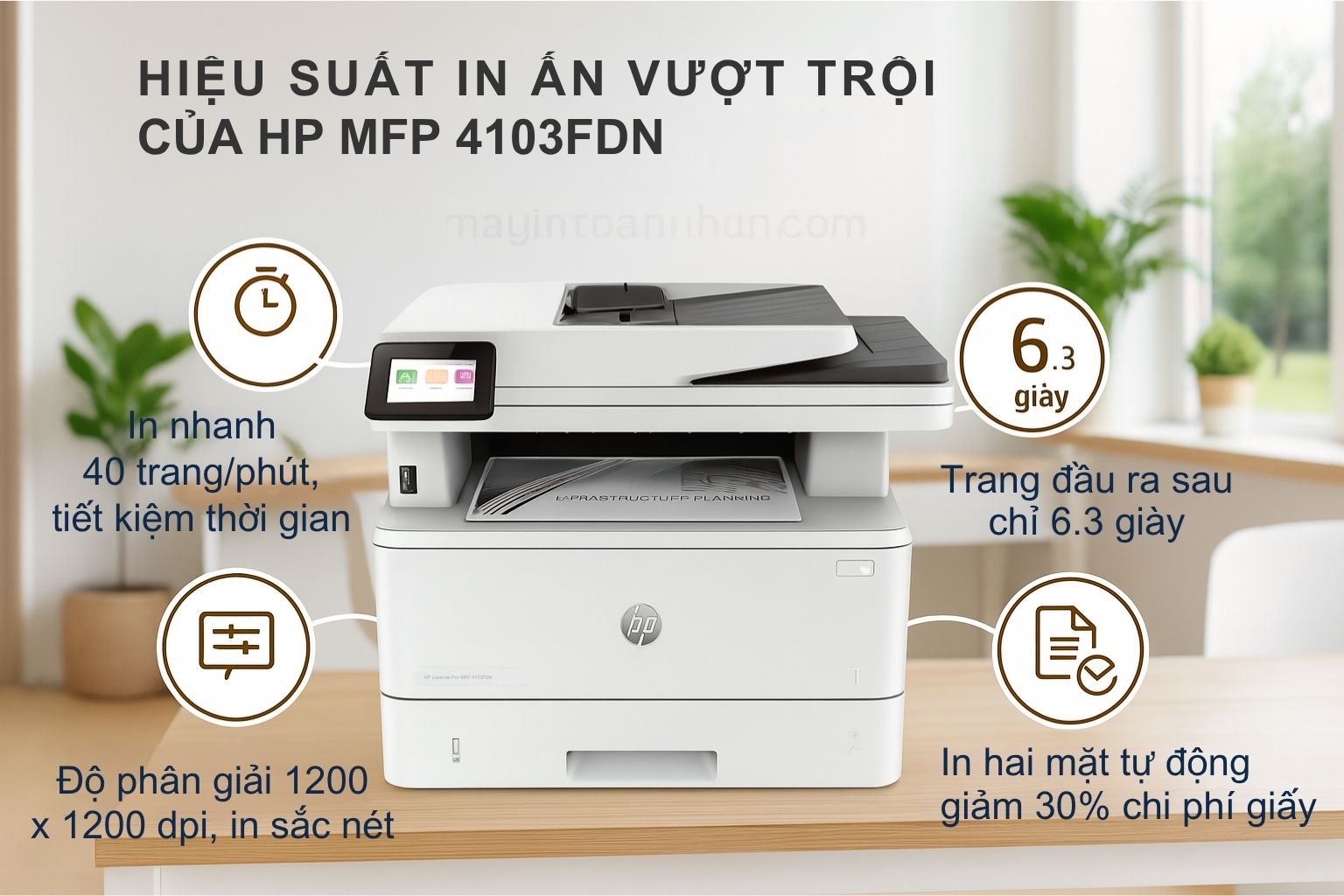 Máy in laser đen trắng đa năng HP LaserJet Pro MFP 4103FDN 4 Hiệu Suất In Ấn Vượt Trội Của HP MFP 4103FDn