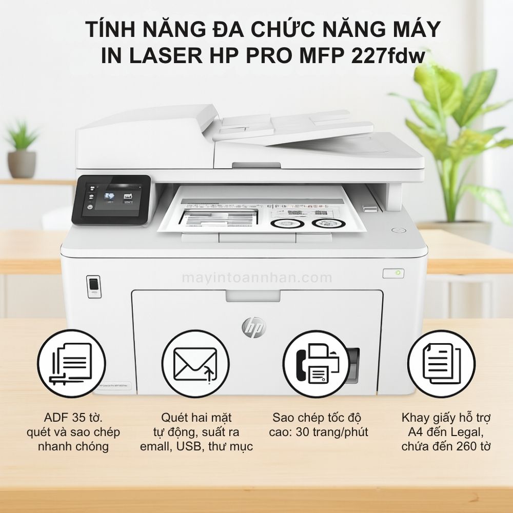 Máy in laser đen trắng đa năng HP LaserJet Pro MFP M227fdw 5 Tính Năng Đa Chức Năng Máy In Laser HP Pro MFP 227fdw