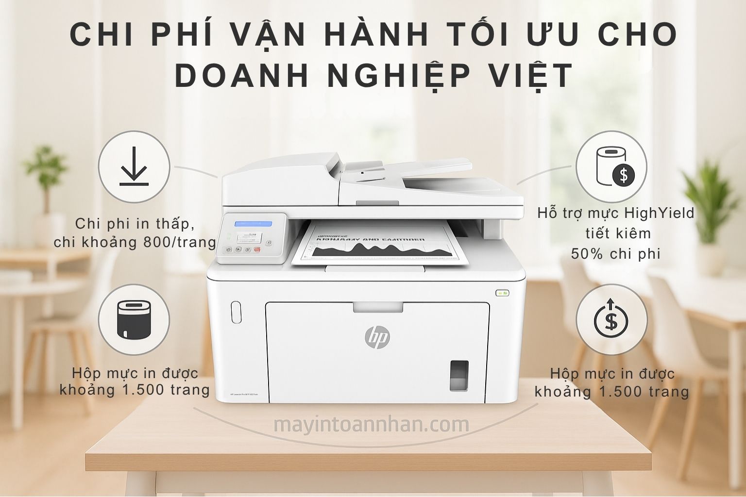 Máy in laser đen trắng đa năng HP LaserJet Pro MFP M227sdn 6 Chi Phí Vận Hành Tối Ưu Cho Doanh Nghiệp Việt