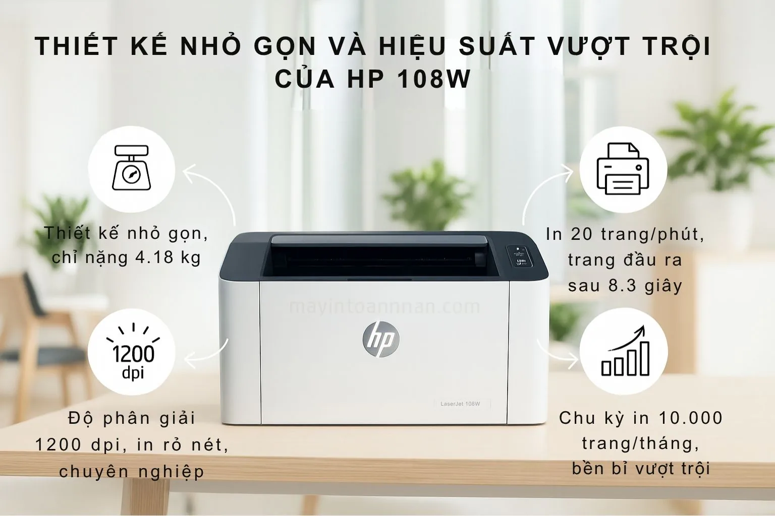 Máy in laser đen trắng HP LaserJet 108W 4 Thiết Kế Nhỏ Gọn và Hiệu Suất Vượt Trội của HP 108W