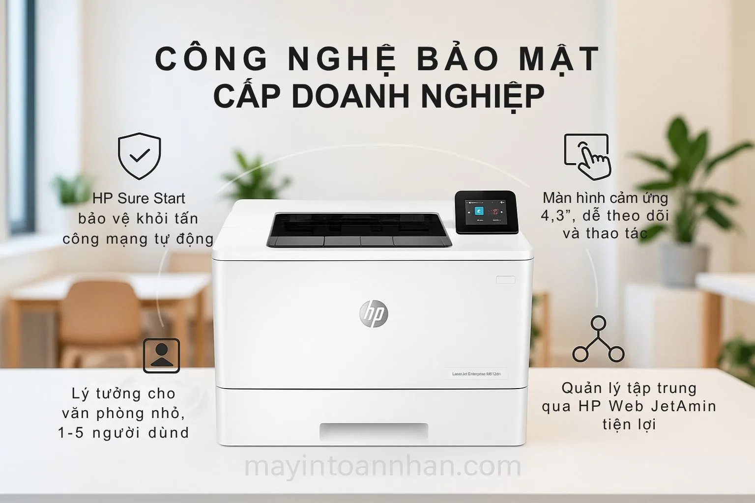 Máy in laser đen trắng HP LaserJet Enterprise M612dn 5 Công Nghệ Bảo Mật Cấp Doanh Nghiệp HP M612DN