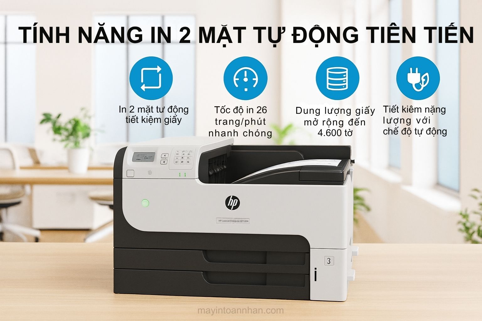 Máy in laser đen trắng HP LaserJet Enterprise M712DN khổ A3 5 Tính Năng In 2 Mặt Tự Động Tiên Tiến HP LaserJet Enterprise M712DN