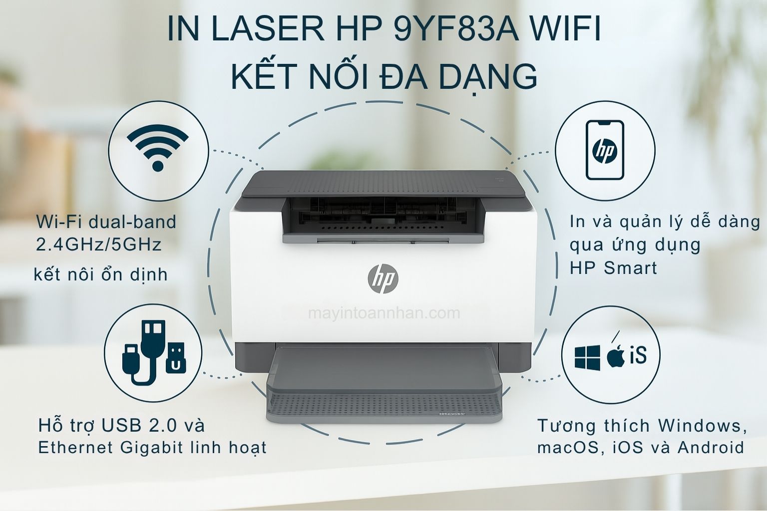 Máy In Laser HP 9YF83A WiFi - Kết Nối Đa Dạng