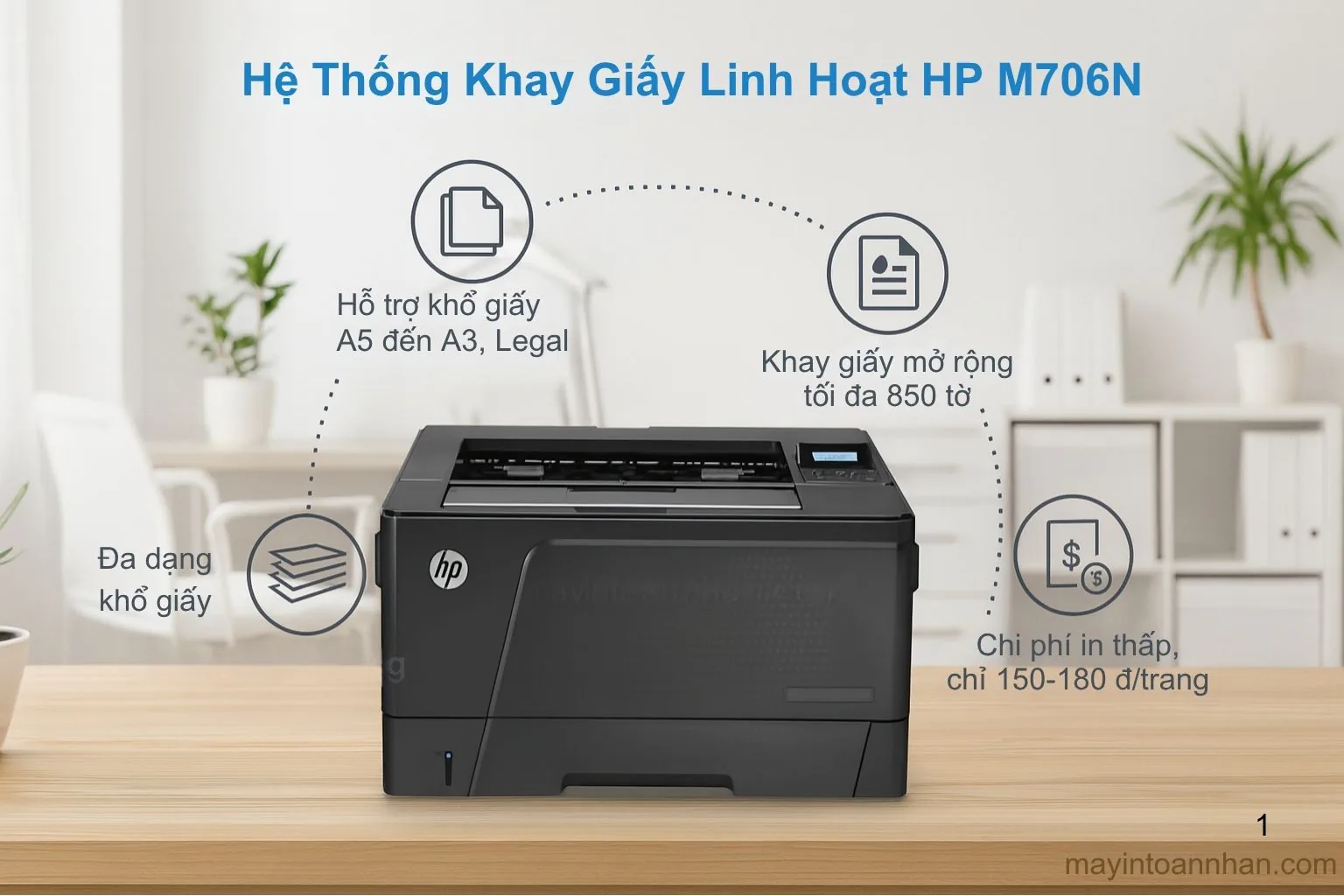 Máy in laser màu HP Laserjet Pro M706N khổ A3 7 Hệ thống khay giấy linh hoạt HP M706