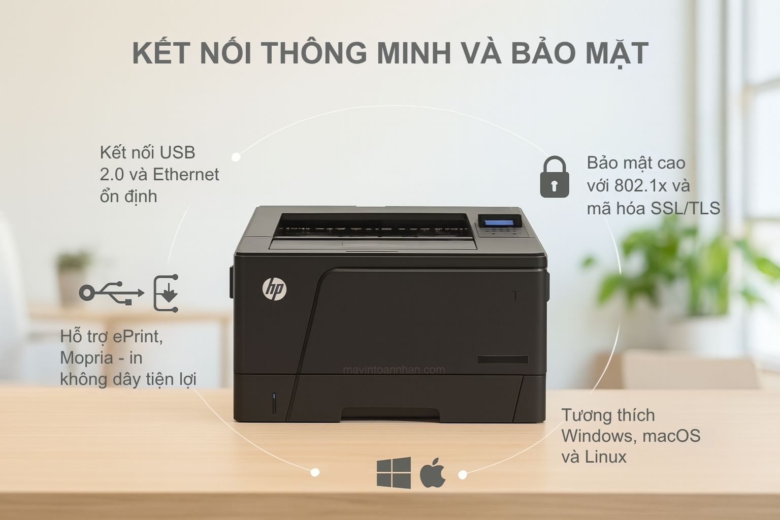 Máy in laser màu HP Laserjet Pro M706N khổ A3 8 Kết nối thông minh và bảo mật