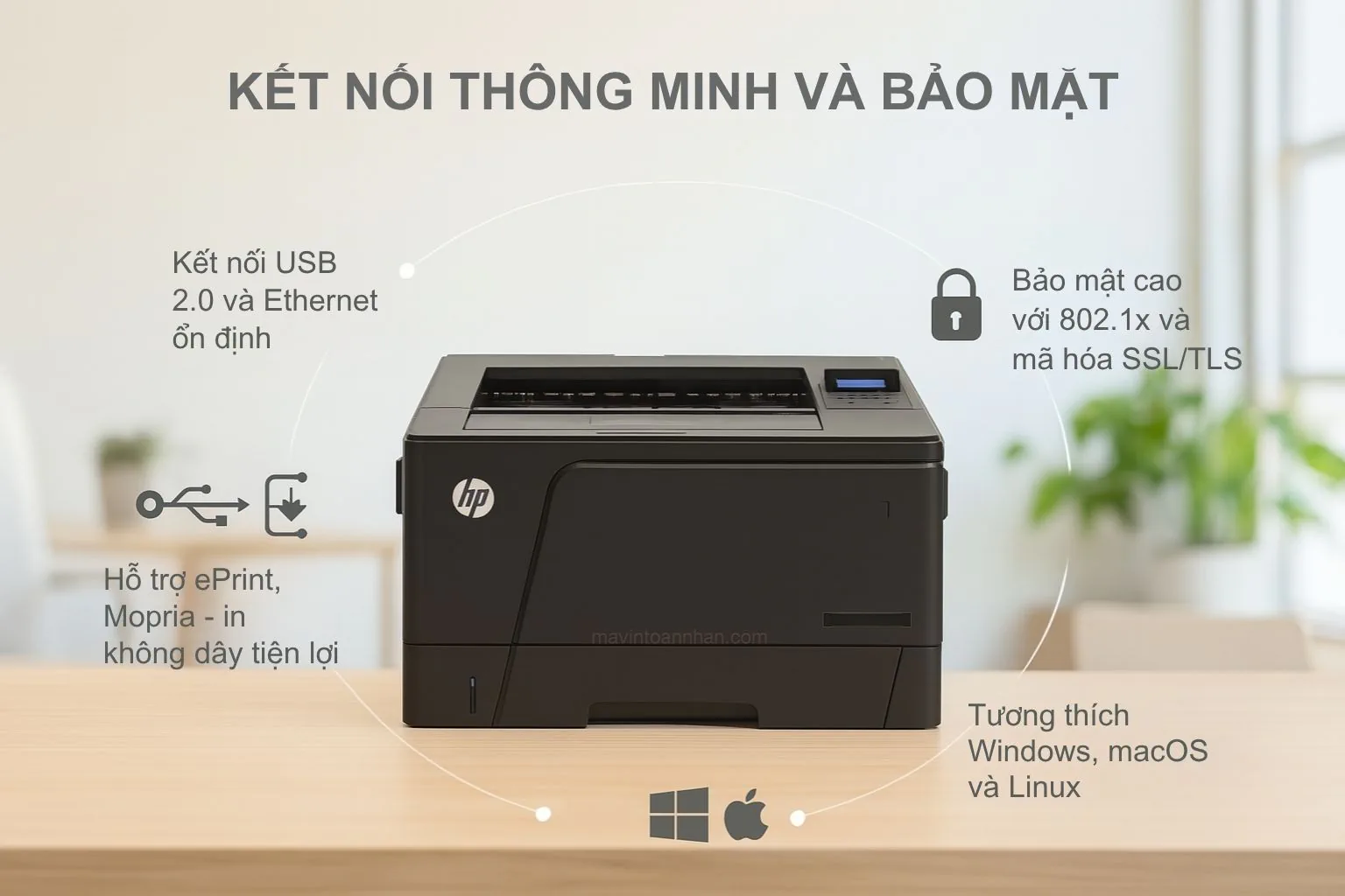 Máy in laser màu HP Laserjet Pro M706N khổ A3 8 Kết nối thông minh và bảo mật