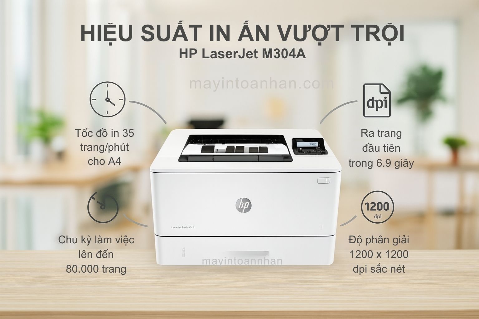 Máy in laser đen trắng HP M304A 4 Hiệu Suất In Ấn Vượt Trội HP LaserJet M304A
