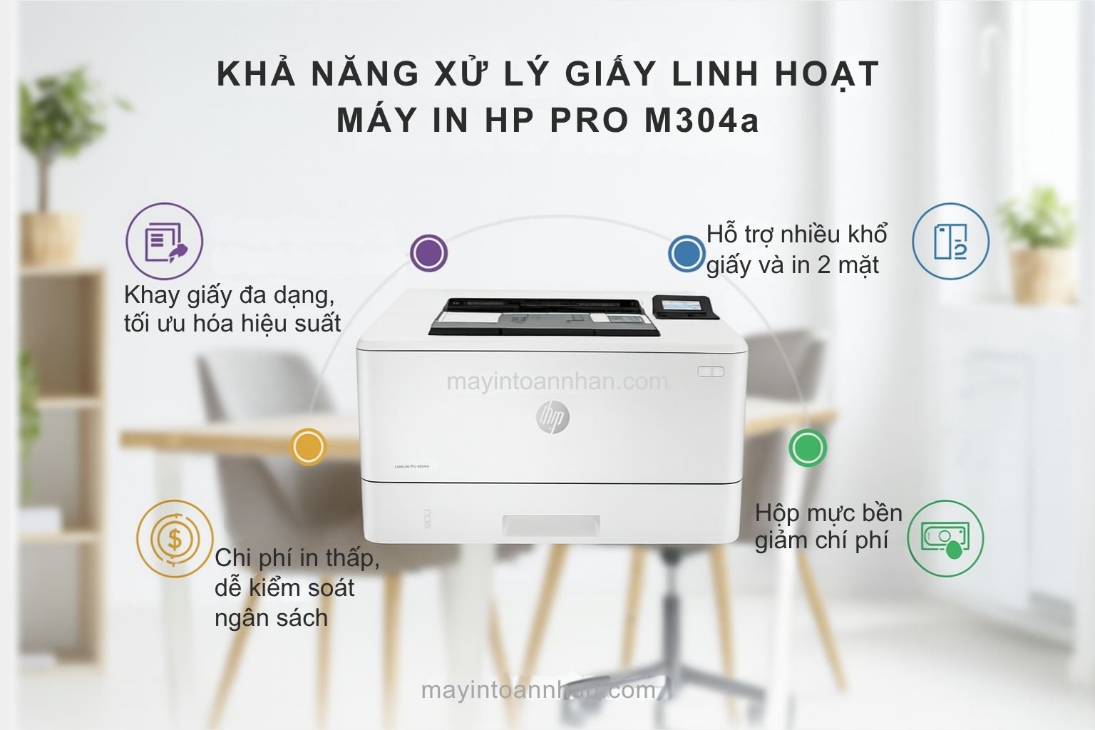 Máy in laser đen trắng HP M304A 5 Khả Năng Xử Lý Giấy Linh Hoạt Máy In HP Pro M304a