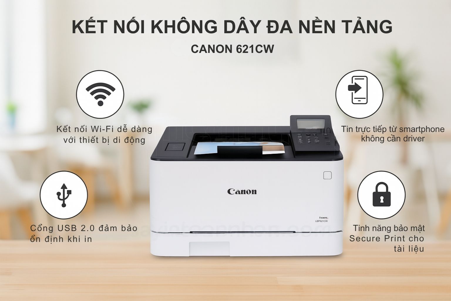 Máy in laser màu Canon imageCLASS LBP621CW 5 Kết Nối Không Dây Đa Nền Tảng Canon 621CW