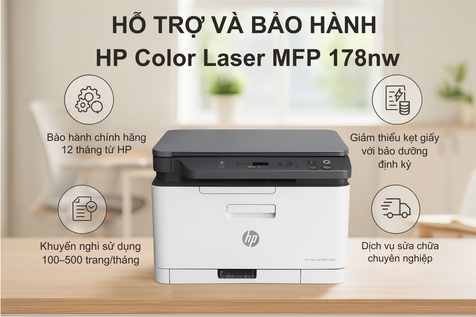 Máy in laser màu đa năng HP Color Laser MFP 178nw 6 Hỗ Trợ và Bảo Hành HP 178nw Laser Đa Chức Năng HP Color Laser MFP 178nw
