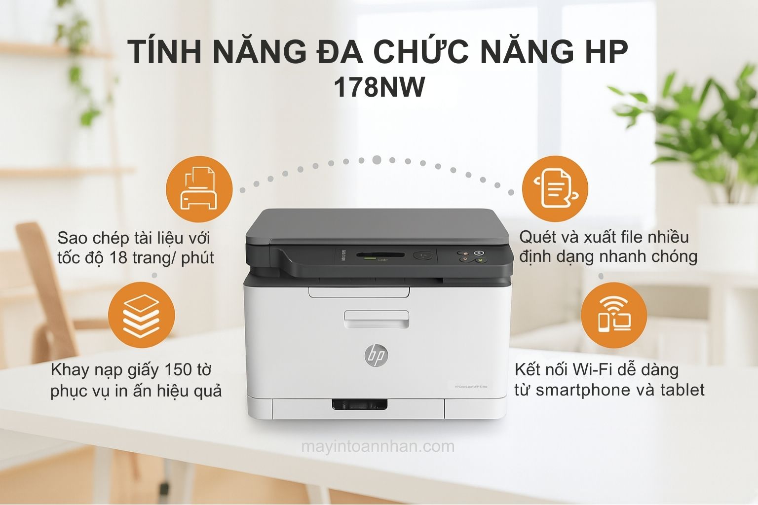Máy in laser màu đa năng HP Color Laser MFP 178nw 4 Tính Năng Đa Chức Năng HP 178nw WiFi HP Color Laser MFP 178nw