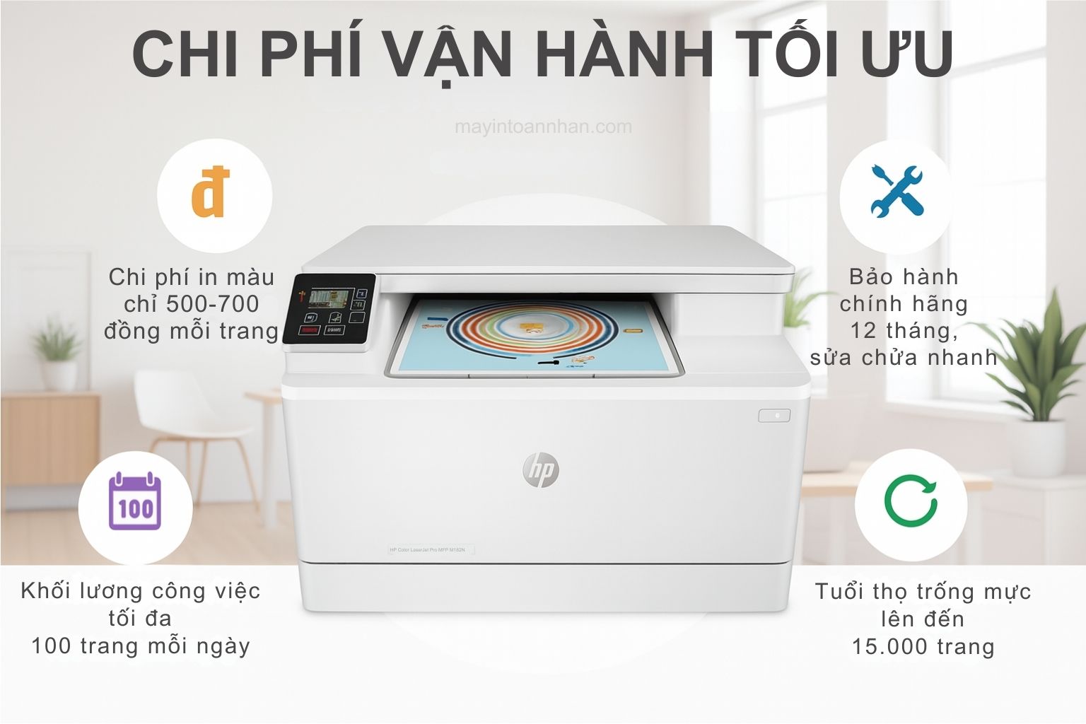 Máy in laser màu đa năng HP Color LaserJet Pro MFP M182N 7 Kết Nối Linh Hoạt và Bảo Mật Tin Cậy
