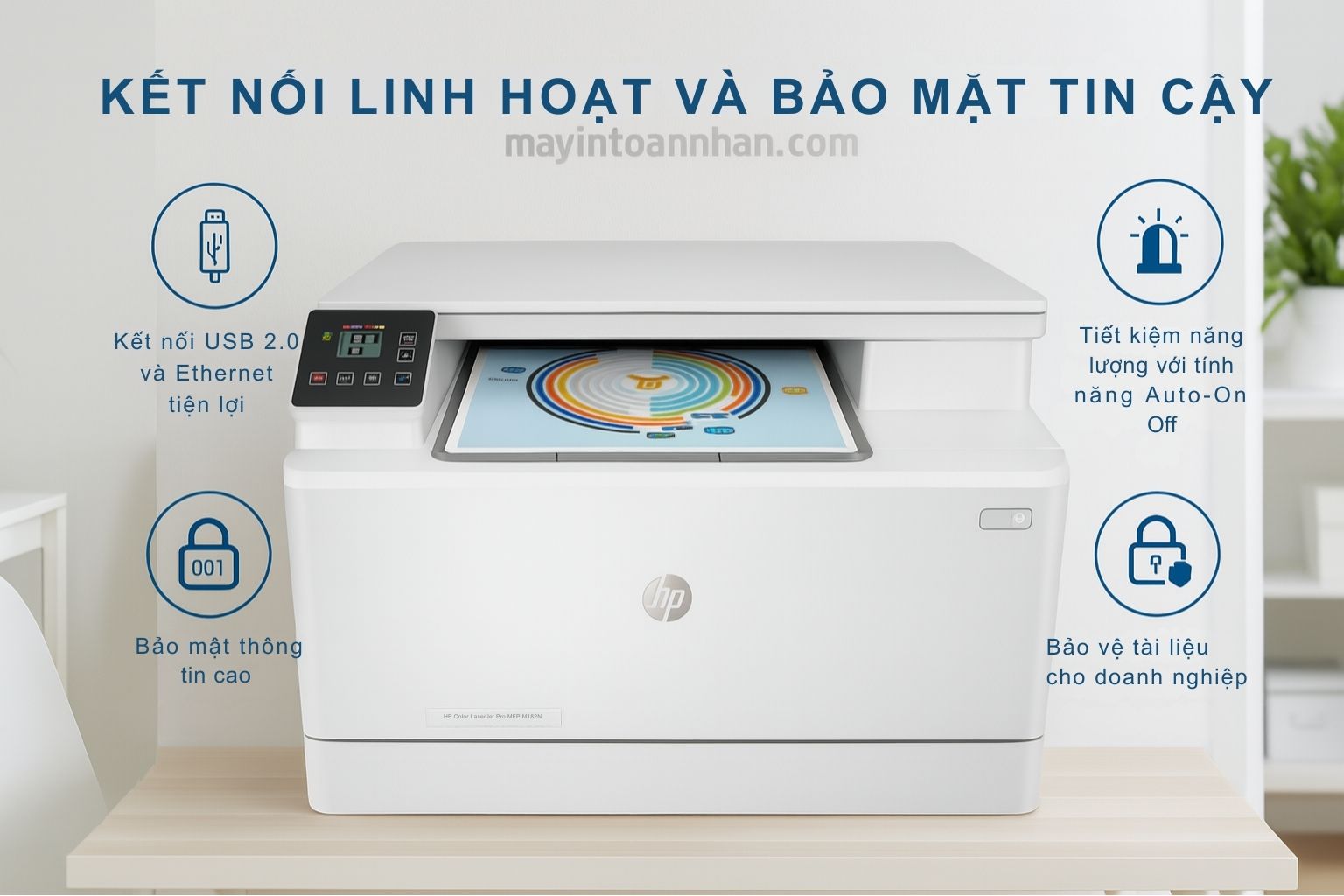 Máy in laser màu đa năng HP Color LaserJet Pro MFP M182N 6 Tính Năng Đa Chức Năng Thông Minh HP M182N