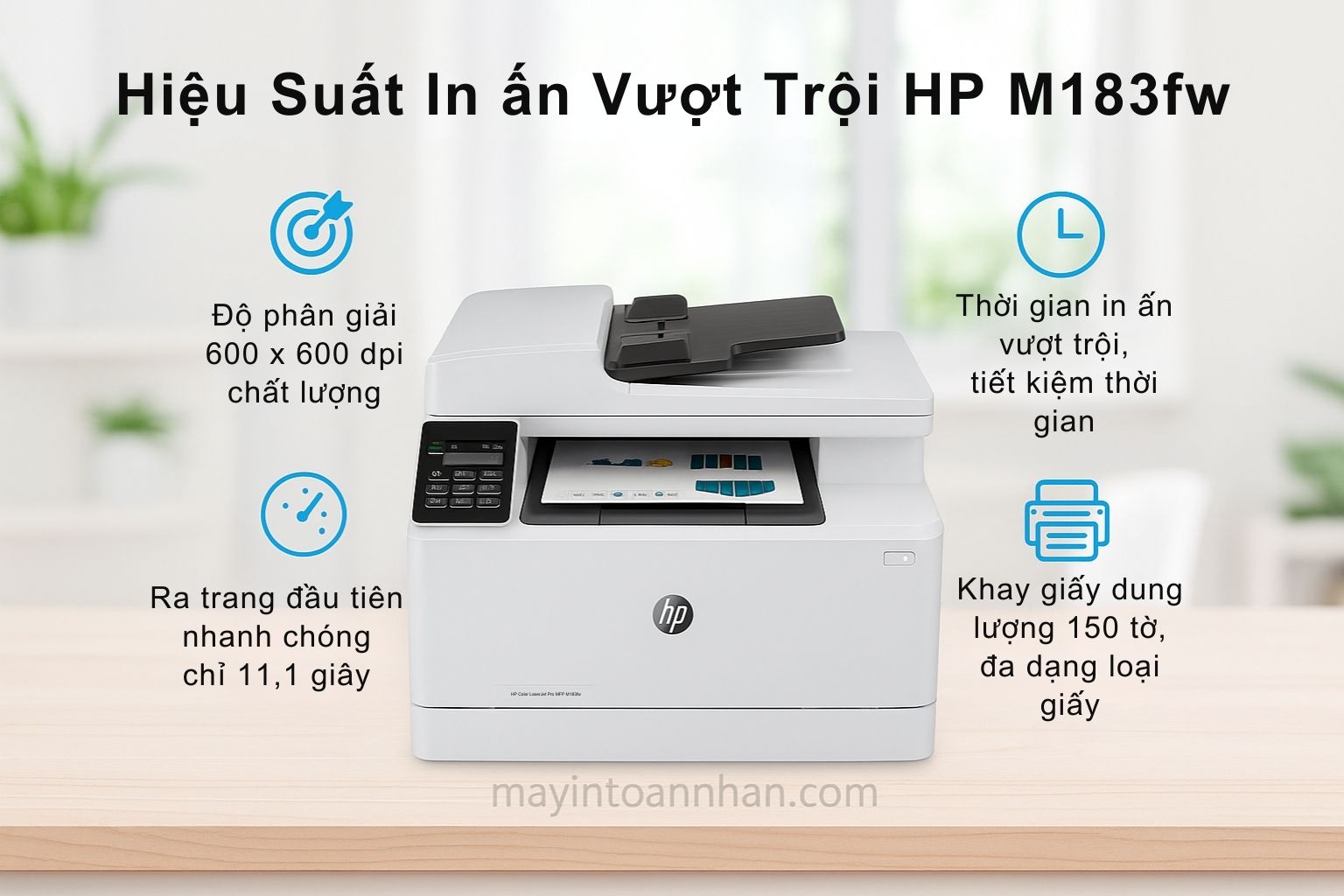 Máy in laser màu đa năng HP Color LaserJet Pro MFP M183fw 4 Hiệu Suất In Ấn Vượt Trội HP M183fw