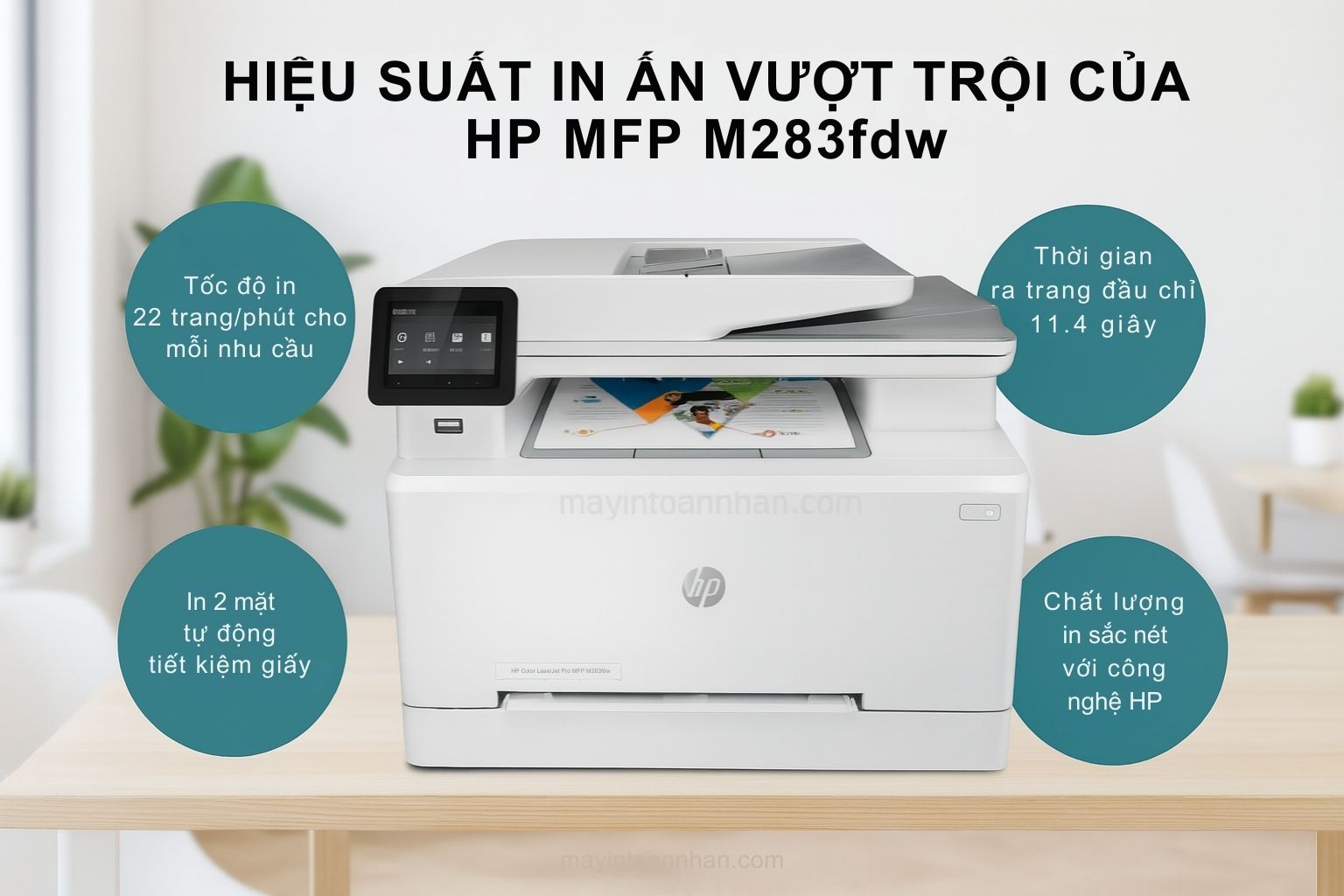 Máy in laser màu đa năng HP Color LaserJet Pro MFP M283fdw 4 Hiệu Suất In Ấn Vượt Trội của HP MFP M283fdw