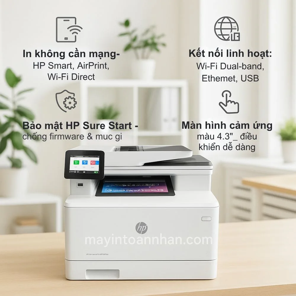 Máy in laser màu đa năng HP Color LaserJet Pro MFP M479dw 5 Công Nghệ Kết Nối Thông Minh HP LaserJet Pro M479fdw