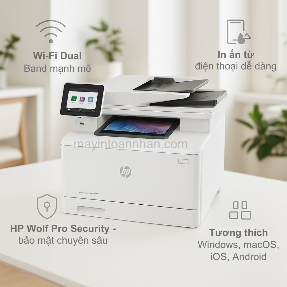 Kết Nối Linh Hoạt và Bảo Mật Cao Cấp Máy in laser màu đa năng HP Color LaserJet Pro MFP M479fdw