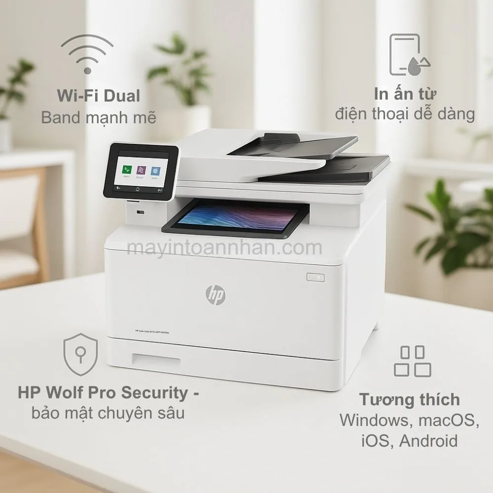 Máy in laser màu đa năng HP Color LaserJet Pro MFP M479fdw 6 Kết Nối Linh Hoạt và Bảo Mật Cao Cấp Máy in laser màu đa năng HP Color LaserJet Pro MFP M479fdw