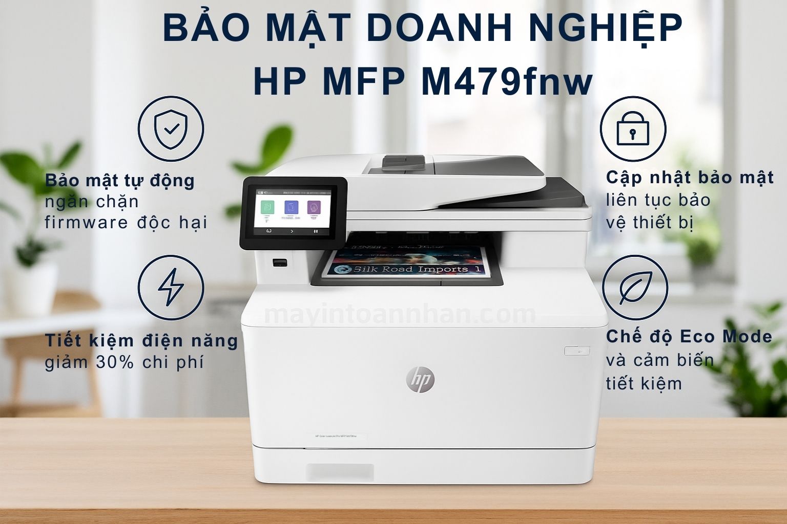Máy in laser màu đa năng HP Color LaserJet Pro MFP M479fnw 6 Bảo Mật Doanh Nghiệp HP W1A78A