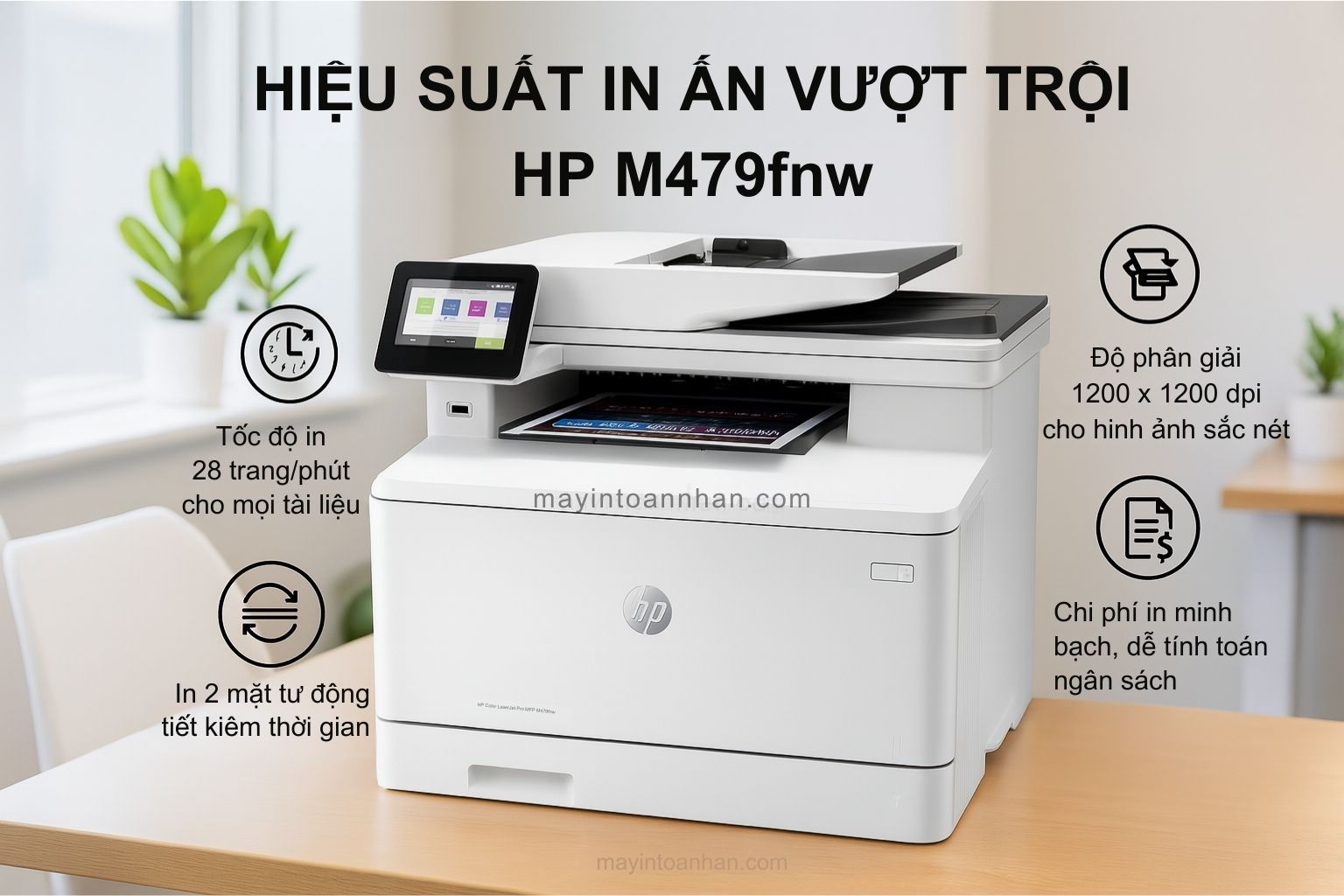 Máy in laser màu đa năng HP Color LaserJet Pro MFP M479fnw 4 Hiệu Suất In Ấn Vượt Trội HP M479fnw