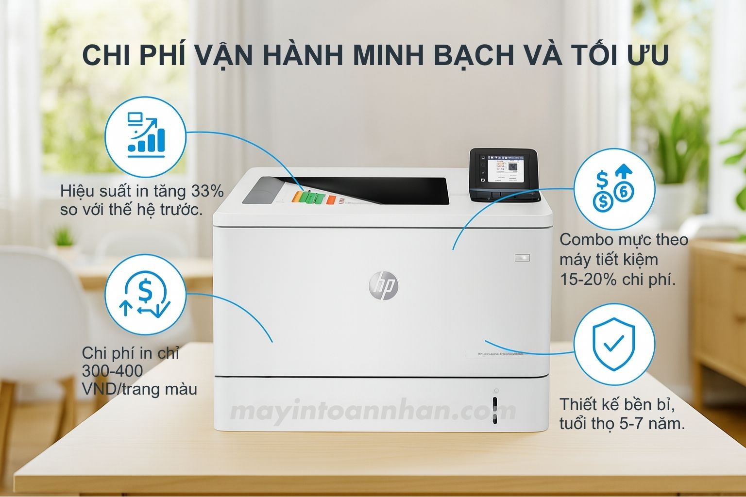 Máy in laser màu HP Color LaserJet Enterprise HP M554DN 6 Chi Phí Vận Hành Minh Bạch và Tối Ưu