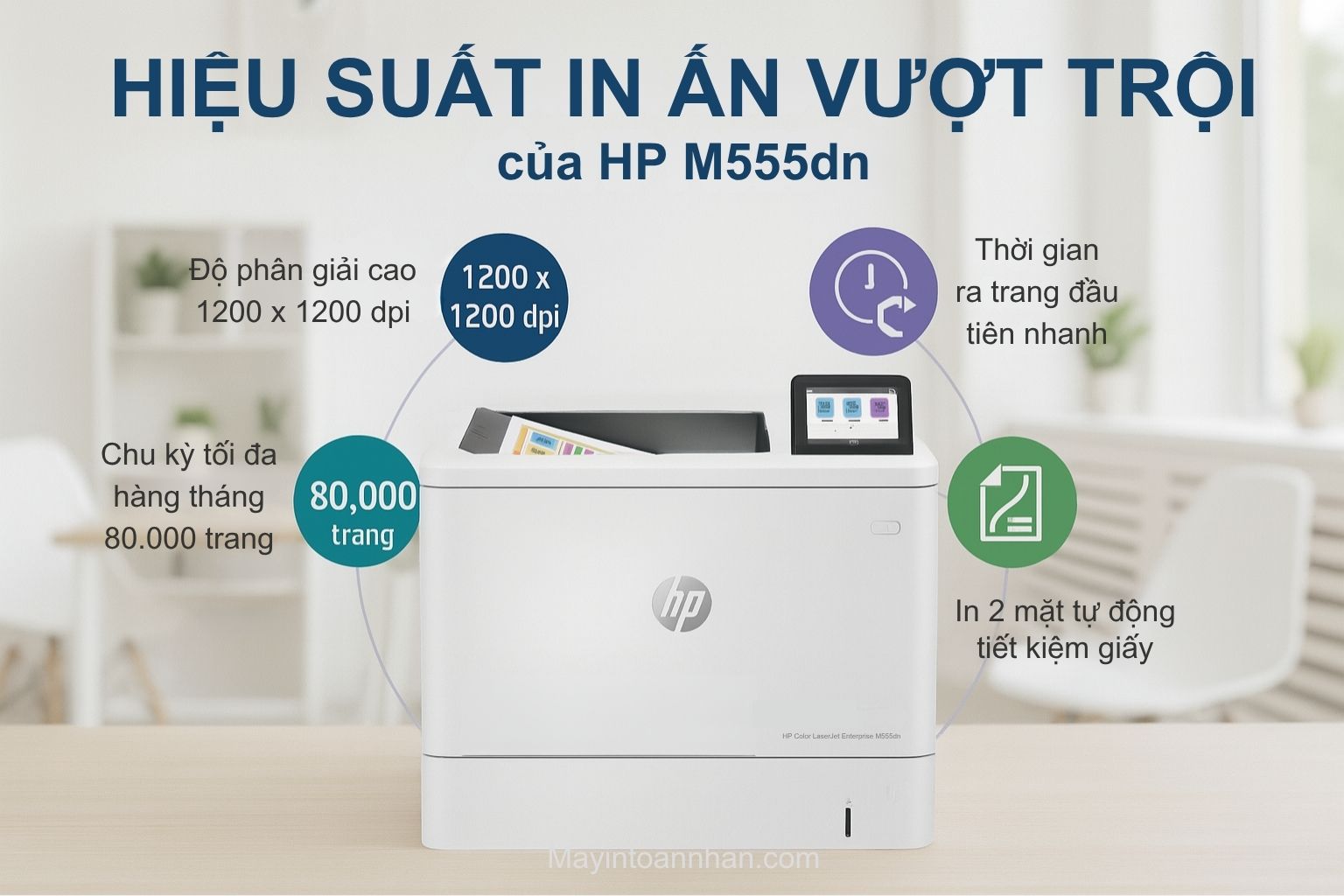 Máy in laser màu HP Color LaserJet Enterprise M555dn 4 Hiệu Suất In Ấn Vượt Trội của HP M555dn
