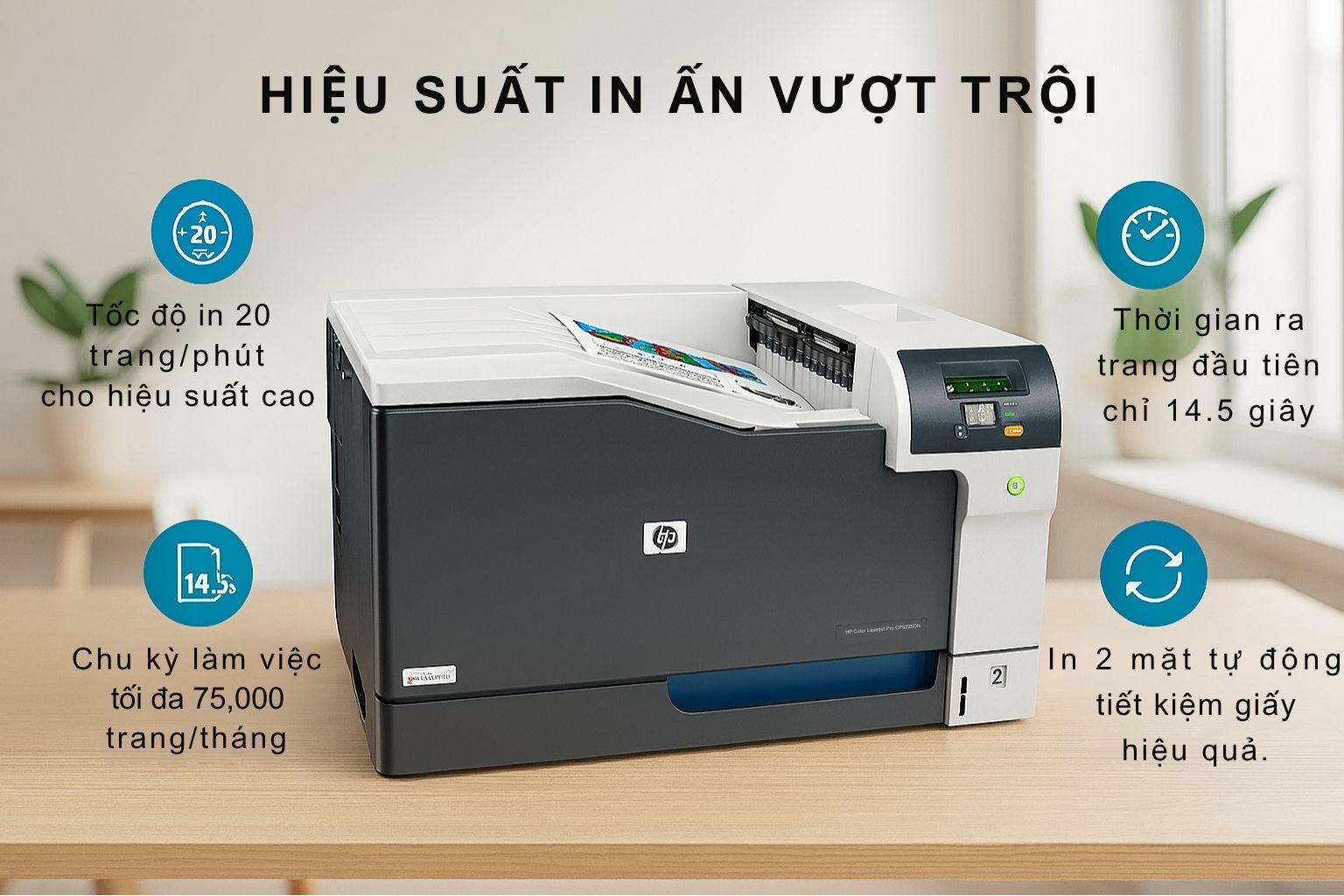 Máy in laser màu HP Color Laserjet Pro CP5225DN khổ A3 4 Hiệu Suất In Ấn Vượt Trội Của HP CP5225Dn