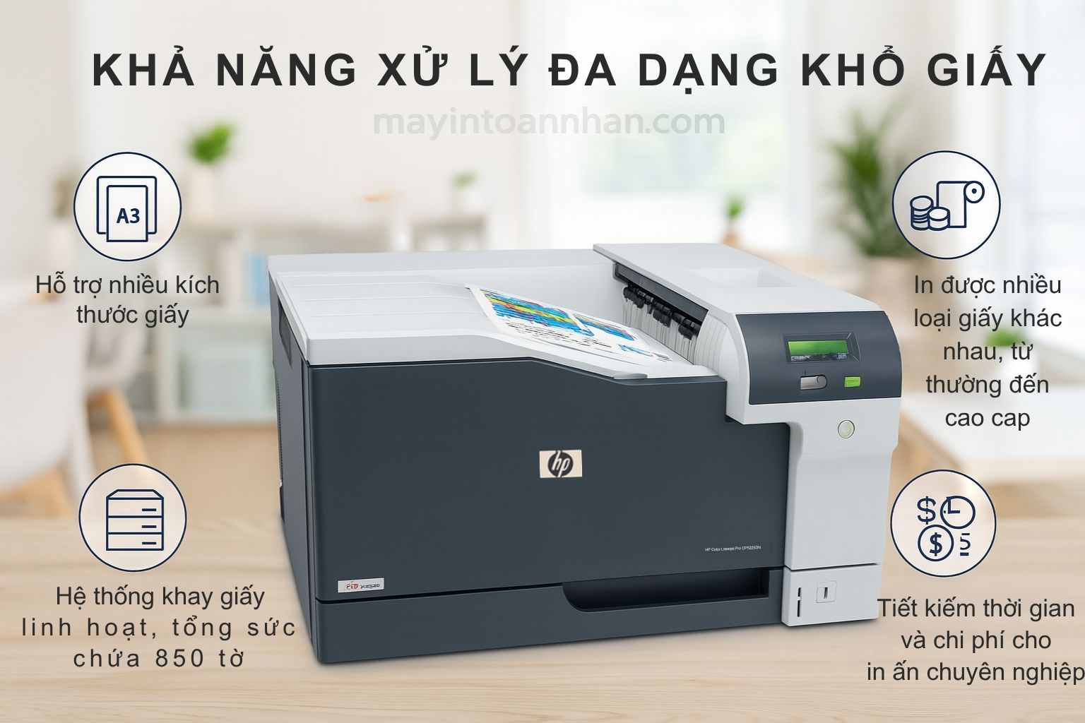 Máy in laser màu HP Color Laserjet Pro CP5225DN khổ A3 5 Khả Năng Xử Lý Đa Dạng Khổ Giấy HP Color Laserjet Pro CP5225DN khổ A3