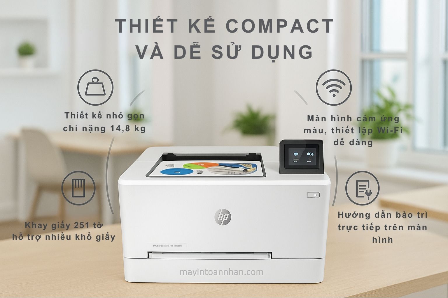 Máy in laser màu HP Color LaserJet Pro M255dw - chính hãng 6 Thiết kế compact và dễ sử dụng máy HP M255dw